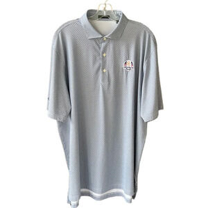 Turtleson Geometric Print Logo Golf Polo Shirt. Navy Hwitr. Mens XL